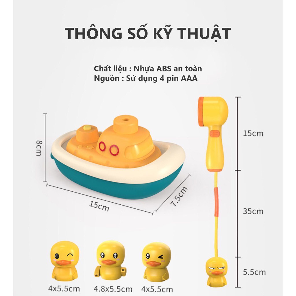 Đồ chơi nhà tắm trẻ em vịt cướp biển phun nước đa năng có vòi hoa sen cầm tay kèm nhiều chế độ dễ thương cho bé
