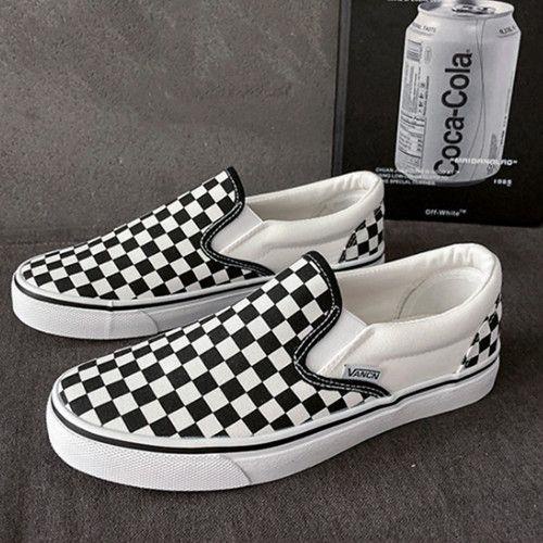 Giày Lười Vải canvas Họa Tiết Kẻ Sọc Phong Cách Harajuku Thời Trang Mùa Xuân Cho Nam
