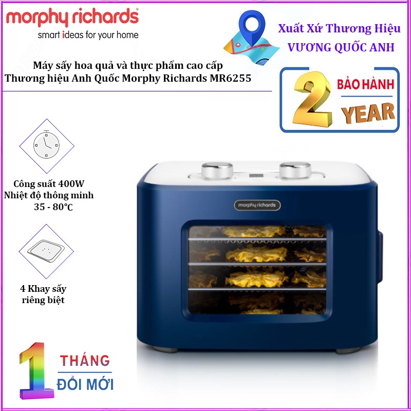 Máy sấy thực phẩm Morphy Richards MR6255, công suất 400W, tích hợp 4 khay sấy. Fruit dryer