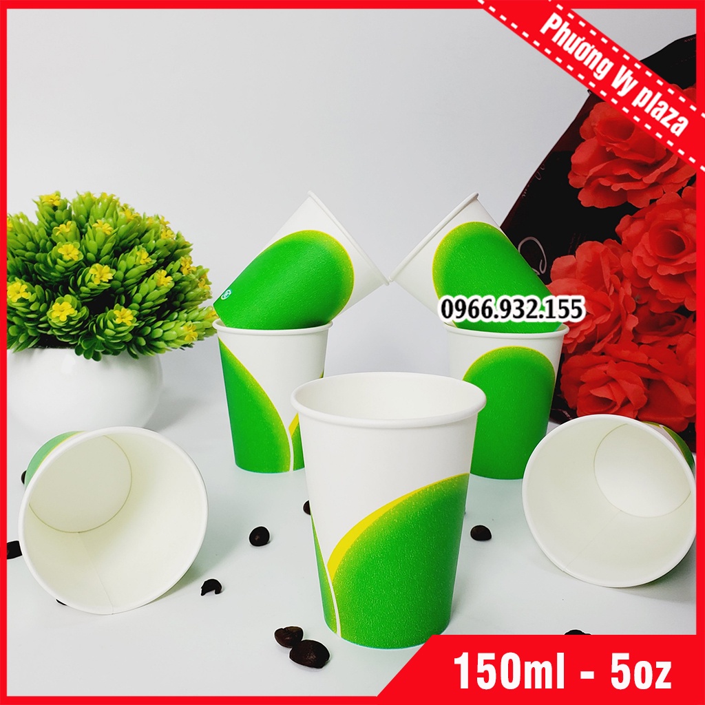 50 chiếc ly giấy 5oz - 150ml họa tiết xanh cốc giấy NHẬP KHẨU HÀN QUỐC