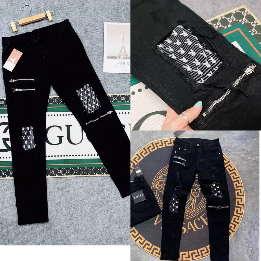 Quần Jean nam vá da quần bò nam cao cấp