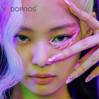 YADORNOS Set 24 móng tay giả họa tiết ngọn lửa sáng tạo độc đáo