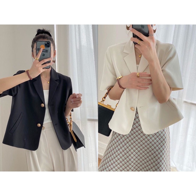 Áo khoác blazer cộc tay dáng ngắn ngắn thời trang trẻ trung siêu bazic 2974