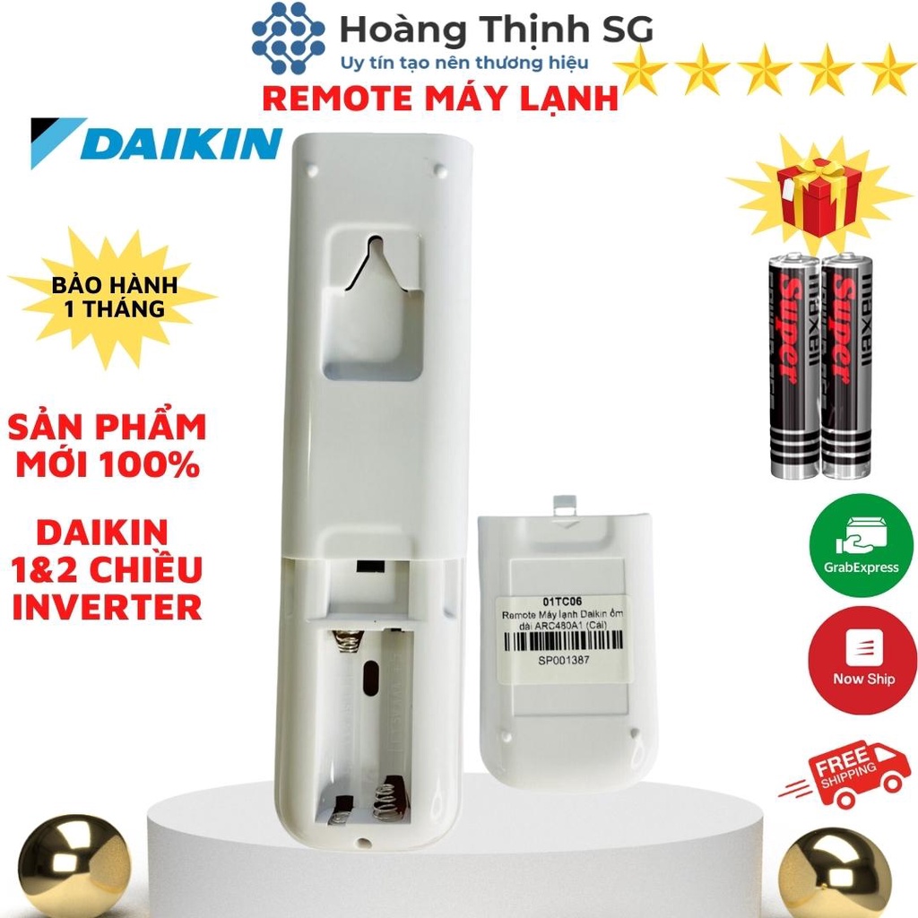 Điều khiển điều hoà DAIKIN ARC480A1, remote máy lạnh DAIKIN inverter dòng FTKQ & FTKC - tặng kèm pin
