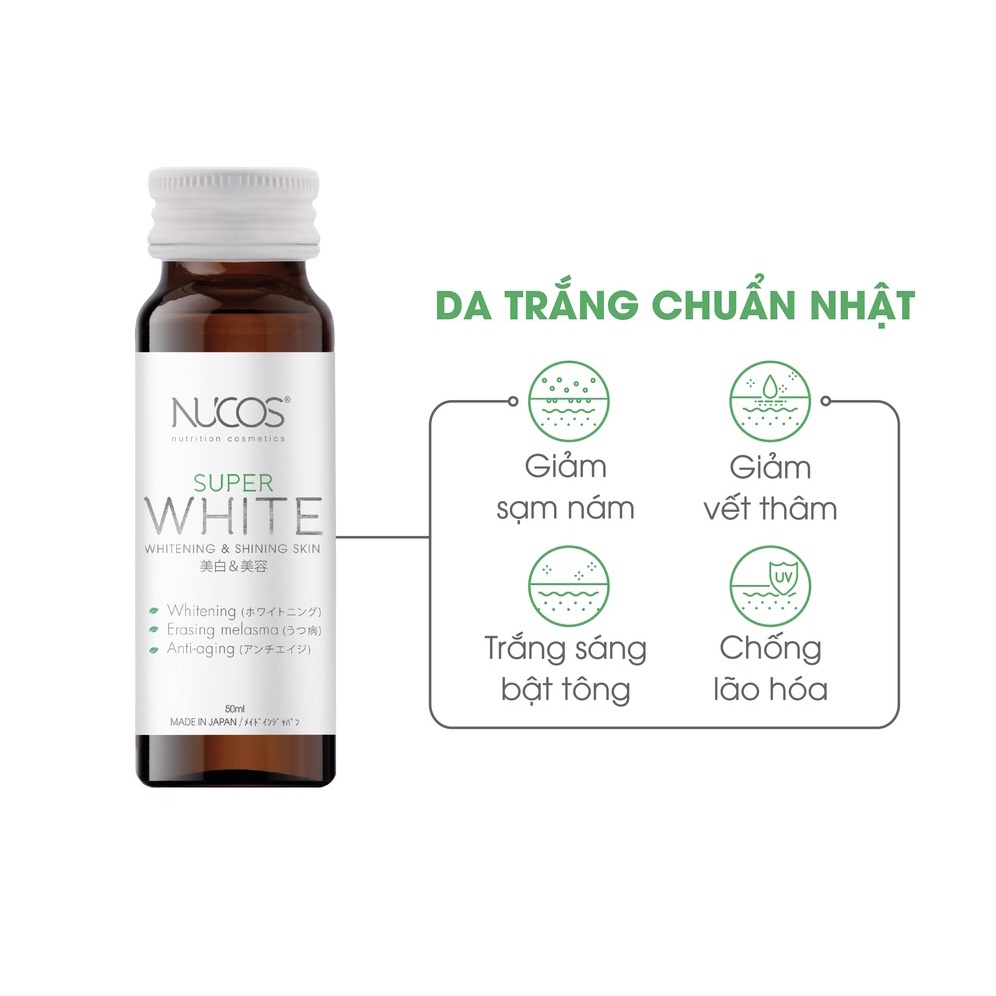 Collagen uống trắng da mờ thâm nám Nucos Super White 50ml x 10 chai