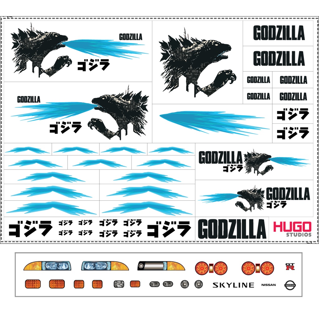 Hugo Studios Decal trượt nước Godzilla tỉ lệ 1/64 chưa phủ clear