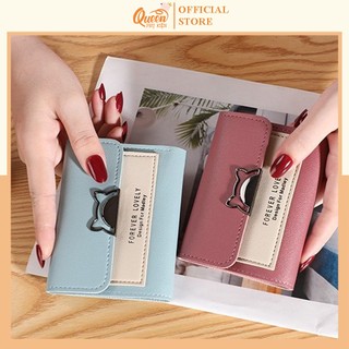 Ví nữ mini đựng thẻ forever young đính gắn khóa gấu cực dễ thương