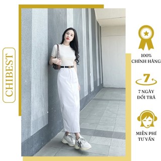 Set áo thun body chân váy kaki dài hot trend siêu ngầu CHIBEST LSC31