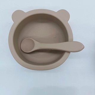 Bát ăn dặm silicon kèm thìa (tai gấu)