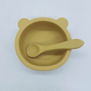 Bát ăn dặm silicon kèm thìa (tai gấu)