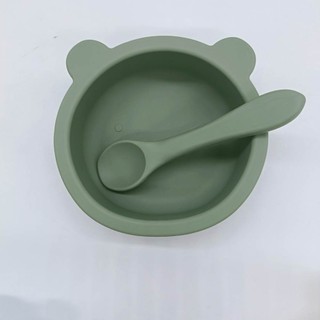Bát ăn dặm silicon kèm thìa (tai gấu)
