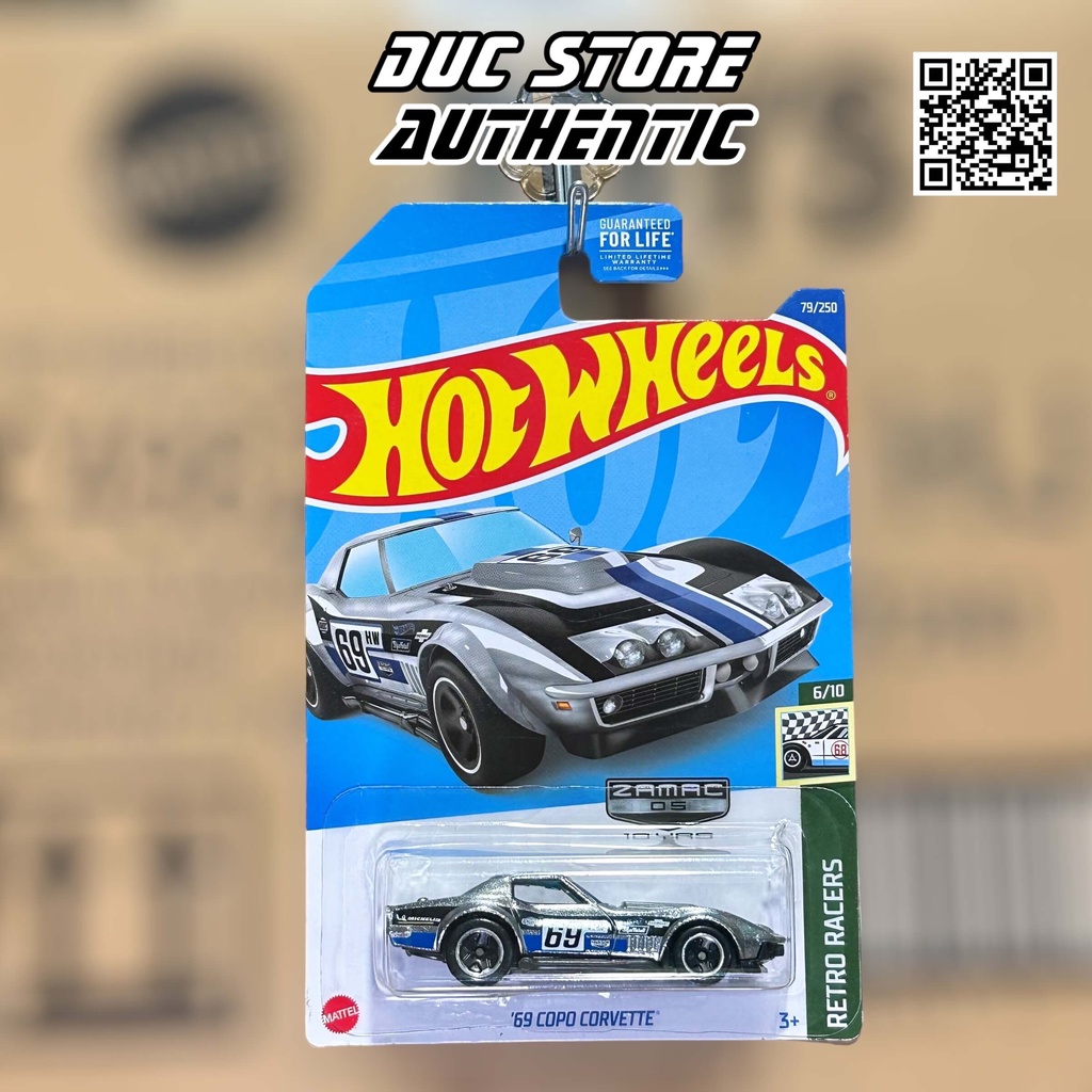 ducstore.vn Xe mô hình HCY28 Hot Wheels 69 COPO Corvette - Walmart Exclusive - ZAMAC