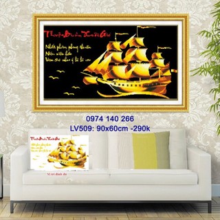 Tranh đính đá thuận buồm xuôi gió KT:90x60cm,Tranh chưa đính và chưa khung