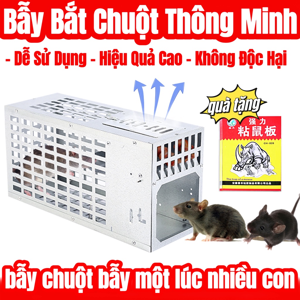 🔥QUÀ TẶNG🔥4.0 Nâng Cấp Bẫy Chuột (1 Cửa）Tự Động Thông Minh Bẫy chuột lồng có thể tái sử dụng Có hiệu quả bẫy chu