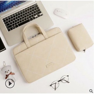 Túi xách Brinch đựng laptop, macbook chống sốc kèm túi sạc + gấu nhỏ