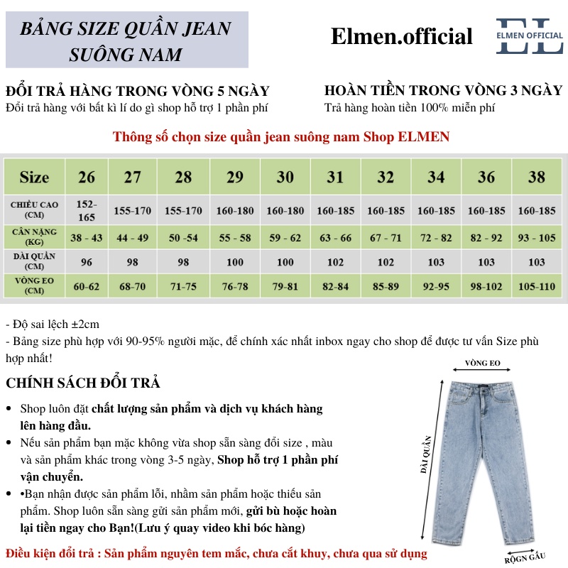 Quần jeans xám nam baggy ống suông rộng dáng đứng vải jeans bò xanh phom xuông cao cấp ELMEN SR01 hottrend 2023 | BigBuy360 - bigbuy360.vn