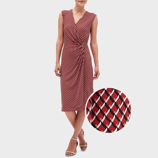 [46kg-51kg] Đầm xoắn eo công sở - dạo phố hàng xuất xịn hoa văn đỏ