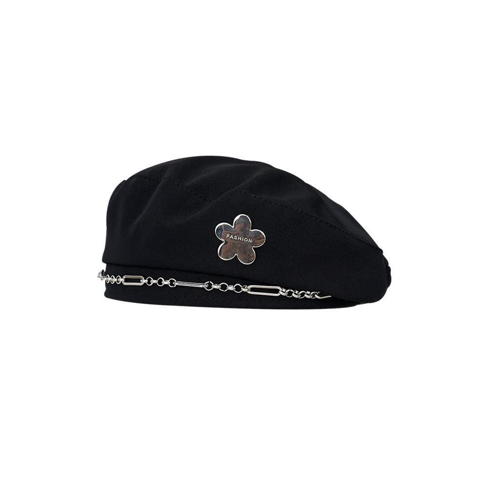 Mũ beret tag kim loại dây xích mẫu mới nhất phong cách Hàn Quốc