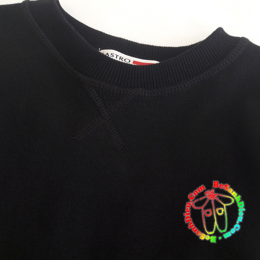 Áo thun nỉ cổ tròn basic thích hợp mặc đồng phục gia đình hàng Cambodia XK màu đen