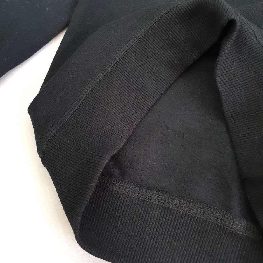 Áo thun nỉ cổ tròn basic thích hợp mặc đồng phục gia đình hàng Cambodia XK màu đen