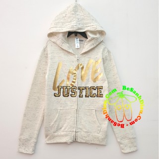 [25kg-30kg] Áo khoác thun nỉ mỏng cho bé gái hàng xuất khẩu xịn màu xám trắng