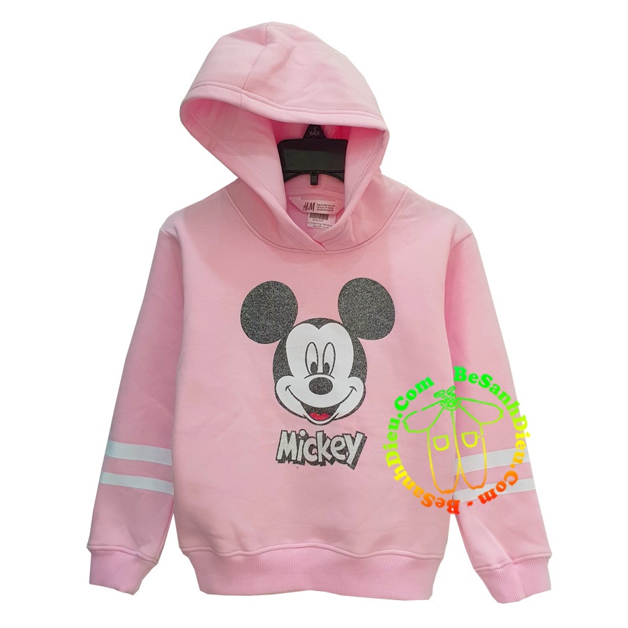 Áo Hoodie ấm áp vải cực chất hàng Cambodia xuất xịn cho bé màu hồng phấn Mickey