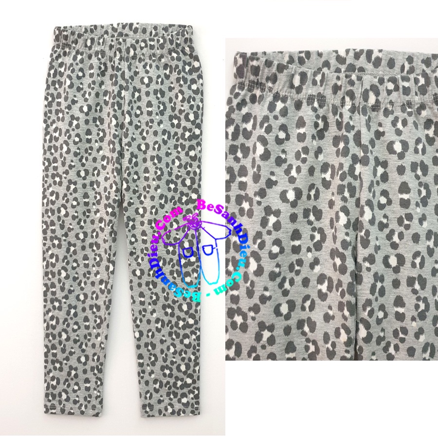 Quần thun ôm - legging cho bé gái hàng VNXK màu xám vân beo