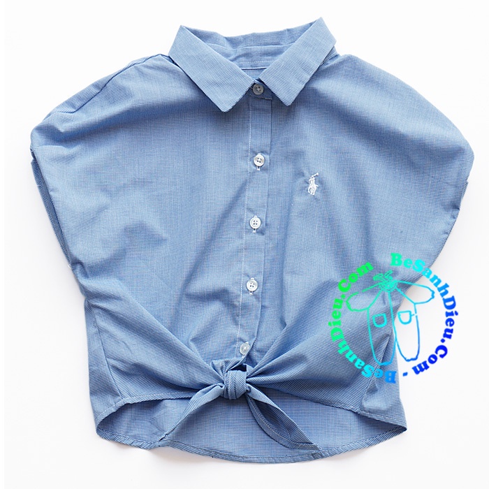 Sơ mi cột vạt cá tính siêu xinh Ralph Lauren xịn size mẹ con màu xanh trời nhạt