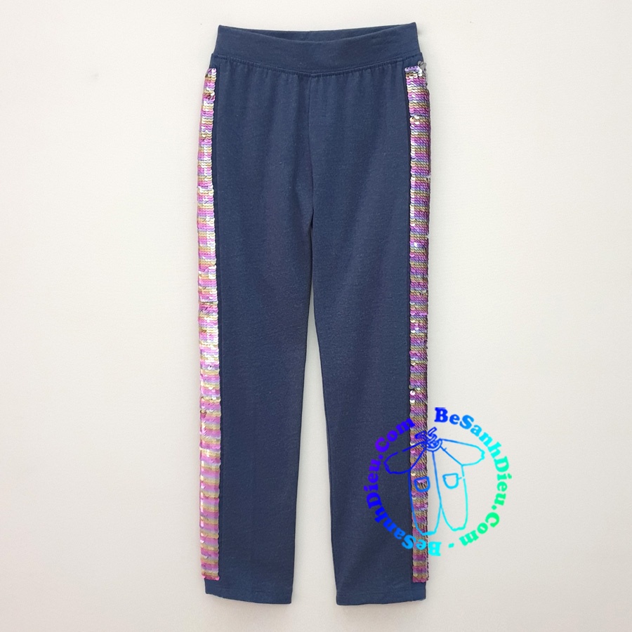 Quần thun ôm - legging cho bé gái hàng VNXK xanh đen viền kim sa