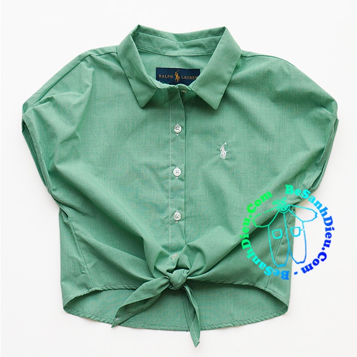 Sơ mi cột vạt cá tính siêu xinh Ralph Lauren xịn size mẹ con màu xanh