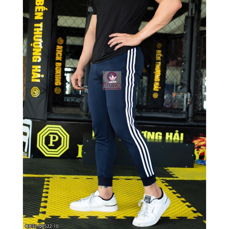 Quần Adidas Jogger thể thao nam nữ xuất dư 3 sọc đen,3 sọc trắng,xanh ngọc,xanh than, xám VNXK xịn