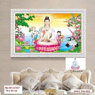 Tranh đính đá phật bà quan âm,tranh thêu phật bà quan âm tranh chưa làm và chưa khung