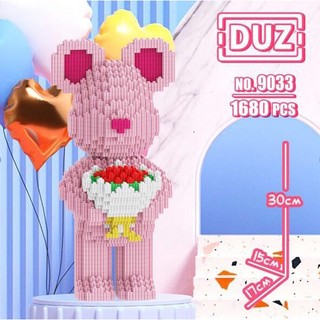 ĐÒ CHƠI LẮP RÁP LE GO BEARBRICK CẦM HOA 30cm