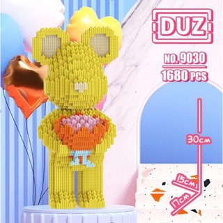 ĐÒ CHƠI LẮP RÁP LE GO BEARBRICK CẦM HOA 30cm