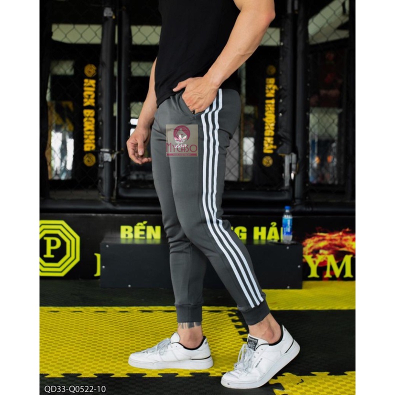 Quần Adidas Jogger thể thao nam nữ xuất dư 3 sọc đen,3 sọc trắng,xanh ngọc,xanh than, xám VNXK xịn