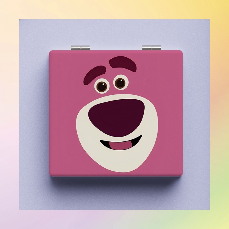 Gương Trang Điểm Cầm Tay mini Hình Vuông In Họa Tiết Dâu Tây / Gấu Dễ Thương