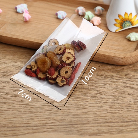 Túi đựng trà hoa túi đựng bánh kẹo hàn nhiệt trắng mờ trắng trong size 7 x 10 cm