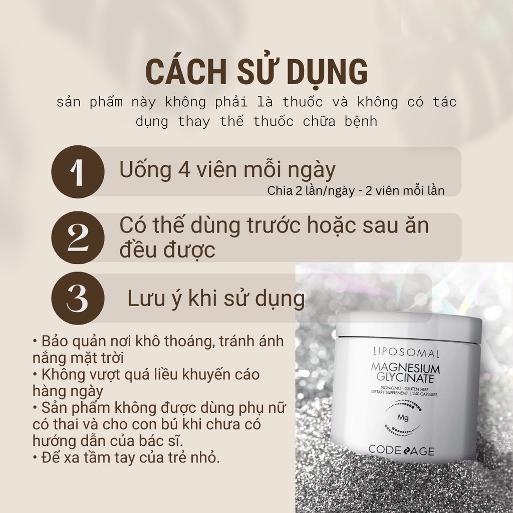 Viên uống bổ sung Magie Codeage Liposomal Magnesium Glycinate 240 Viên - AJA'S SKINLAB