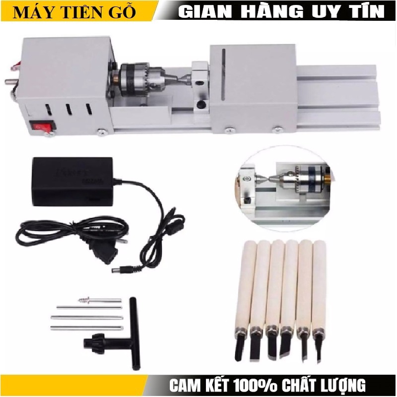 Máy tiện gỗ mini tặng kèm dao tiện