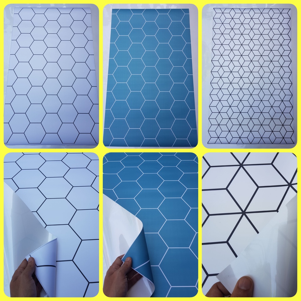 Decal dán bếp hình lục giác, hình chữ nhật. Kích thước:1 x 0.6m / tấm