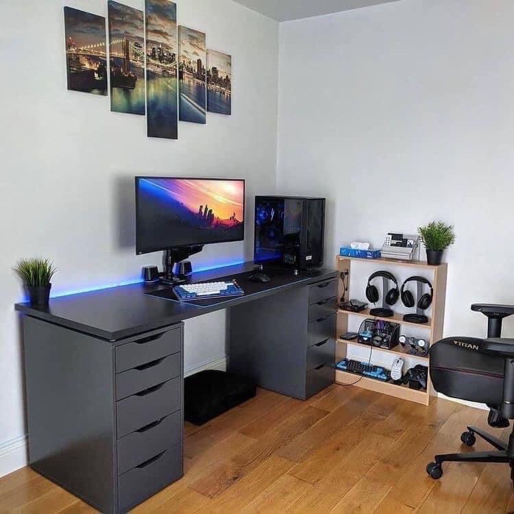 Bàn Ikea 2 hộc tủ, Bàn Làm Việc, Học Tập, Chơi Game, Bàn Máy Tính, kích thước dài,  bảo hành 12 tháng