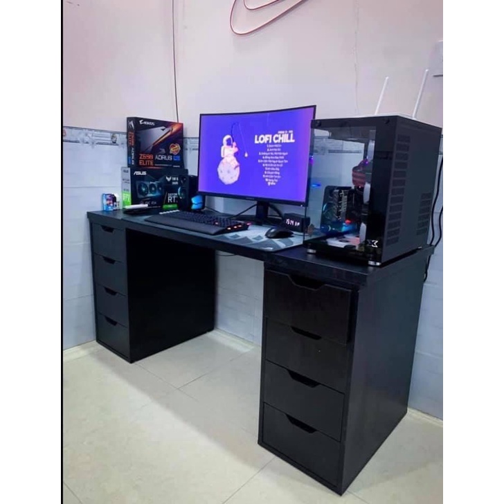 Bàn Ikea 2 hộc tủ, Bàn Làm Việc, Học Tập, Chơi Game, Bàn Máy Tính, kích thước dài,  bảo hành 12 tháng