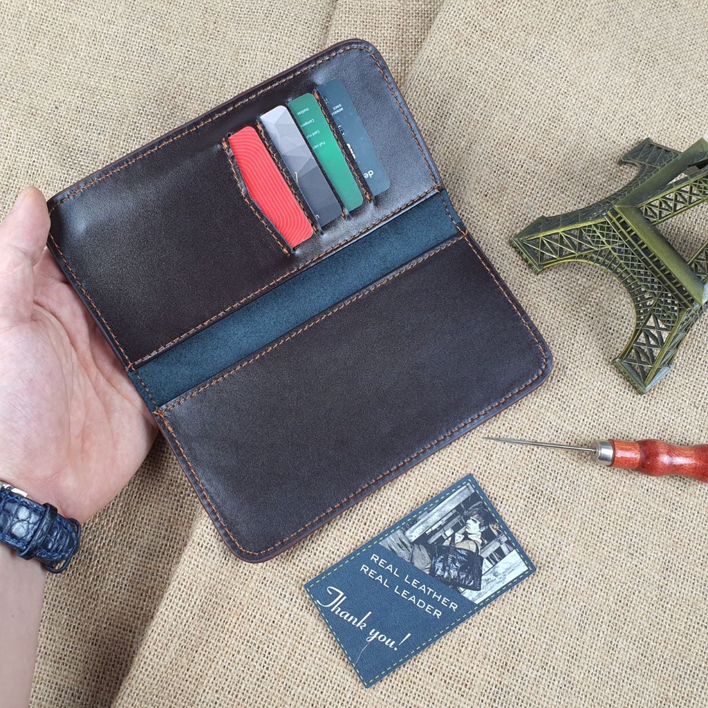 Ví dài nhỏ siêu mỏng da thật 100%, ví cầm tay nam WL118  – BH 3 năm