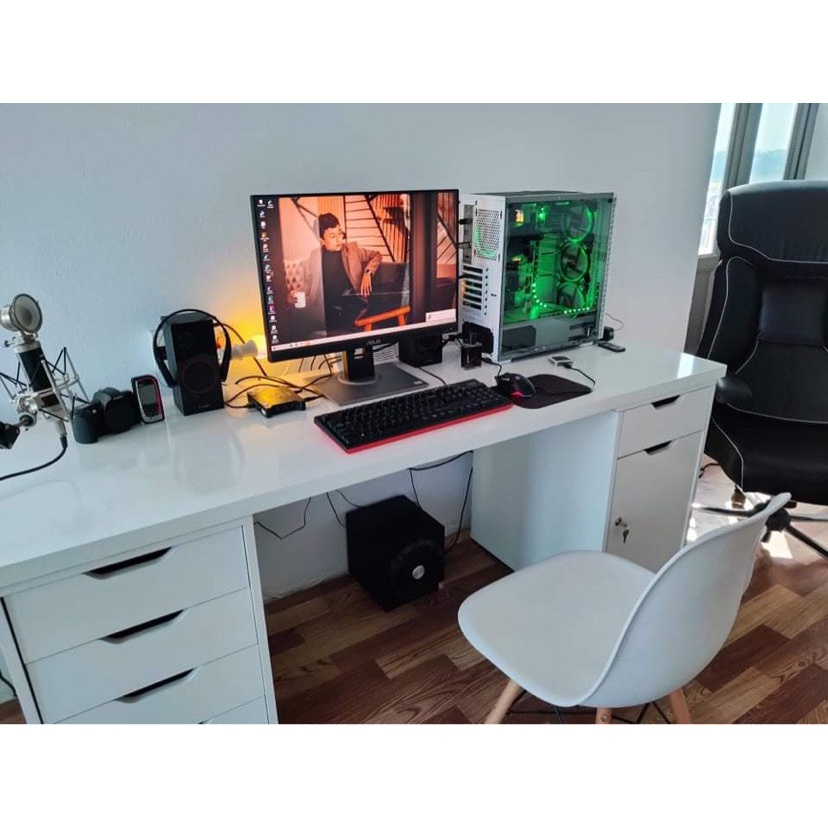 Bàn Ikea 2 hộc tủ, Bàn Làm Việc, Học Tập, Chơi Game, Bàn Máy Tính, kích thước dài,  bảo hành 12 tháng