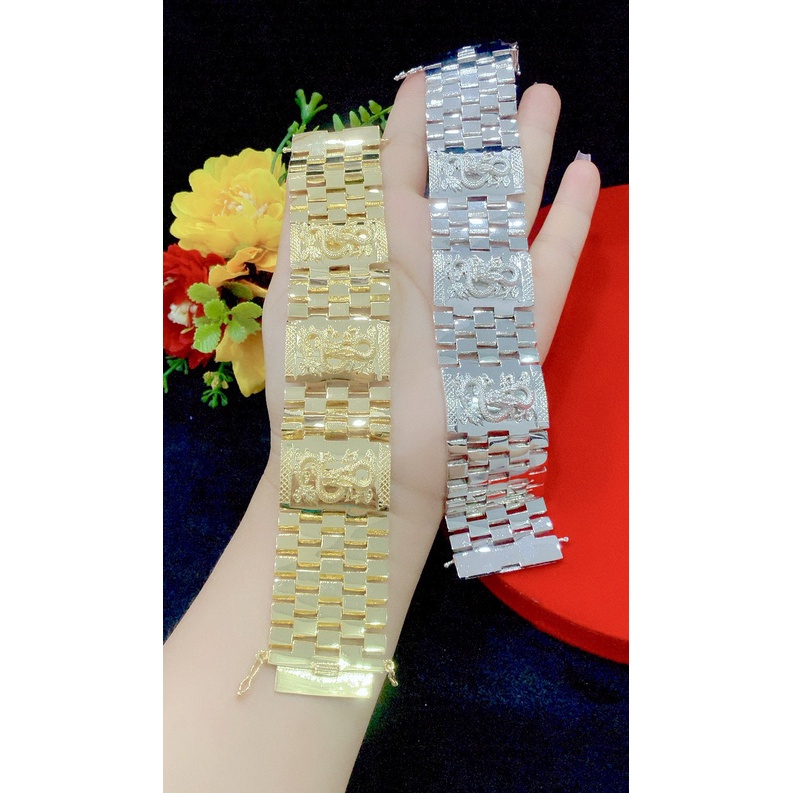 Lắc Tay Nam Rồng bảng lớn mạ vàng or bạch kim LM01210323