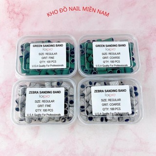 Hộp 100 đầu mài giấy nhám mài móng tay màu nâu xám xanh mịn nhám nhiều loại