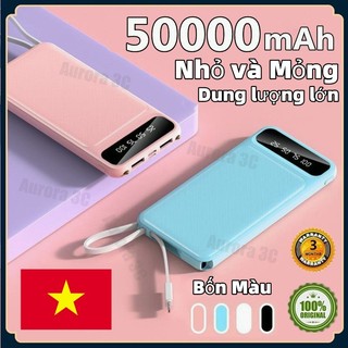 Sạc dự phòng Power Bank 50000mAh Màn hình hiển thị kỹ thuật số Powerbank siêu mỏng với cáp Đèn LED Pin ngoài 20000mAh
