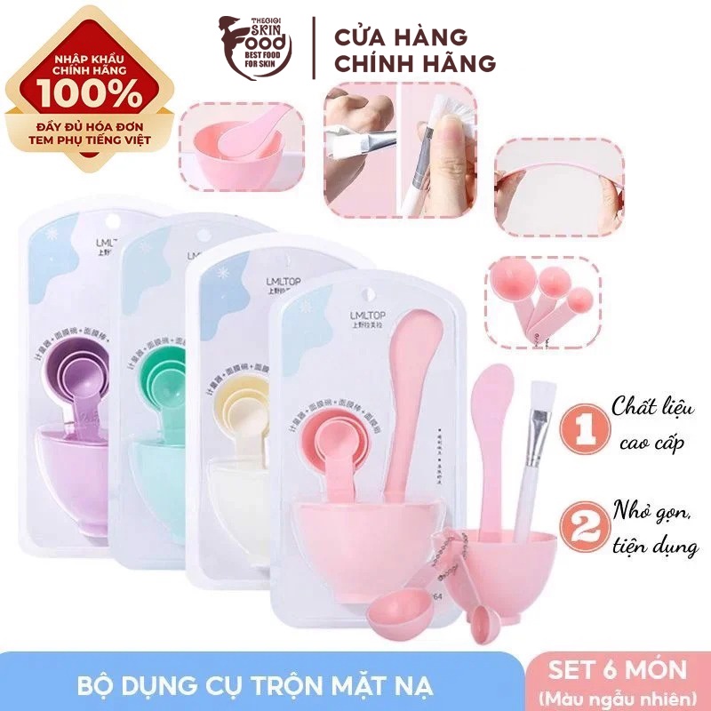 [NHẬP KHẨU][Set 6 Món] Bộ Dụng Cụ Trộn Đắp Mặt Nạ Bằng Nhựa Cao Cấp Lameila Mask Bowl 9064