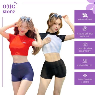 Bộ đồ bơi nữ, Áo bơi lẻ croptop, Quần bơi lẻ short kín đáo