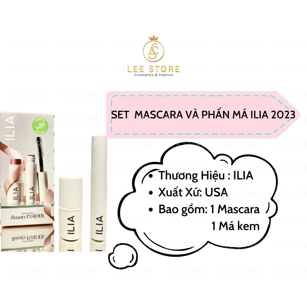 Set trang điểm ILIA mini gồm mascara và má hồng birthday Sephora 2023